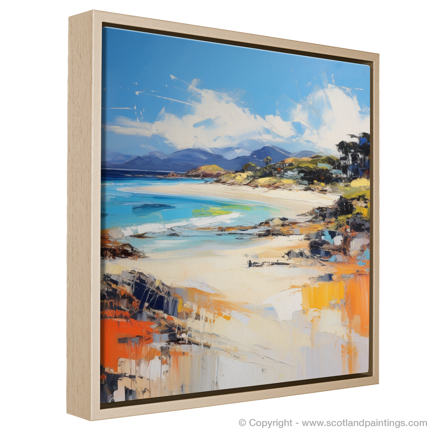 Painting and Art Print of Camusdarach Beach, Arisaig entitled "Expressionist Ode to Camusdarach Beach: A Visual Symphony".