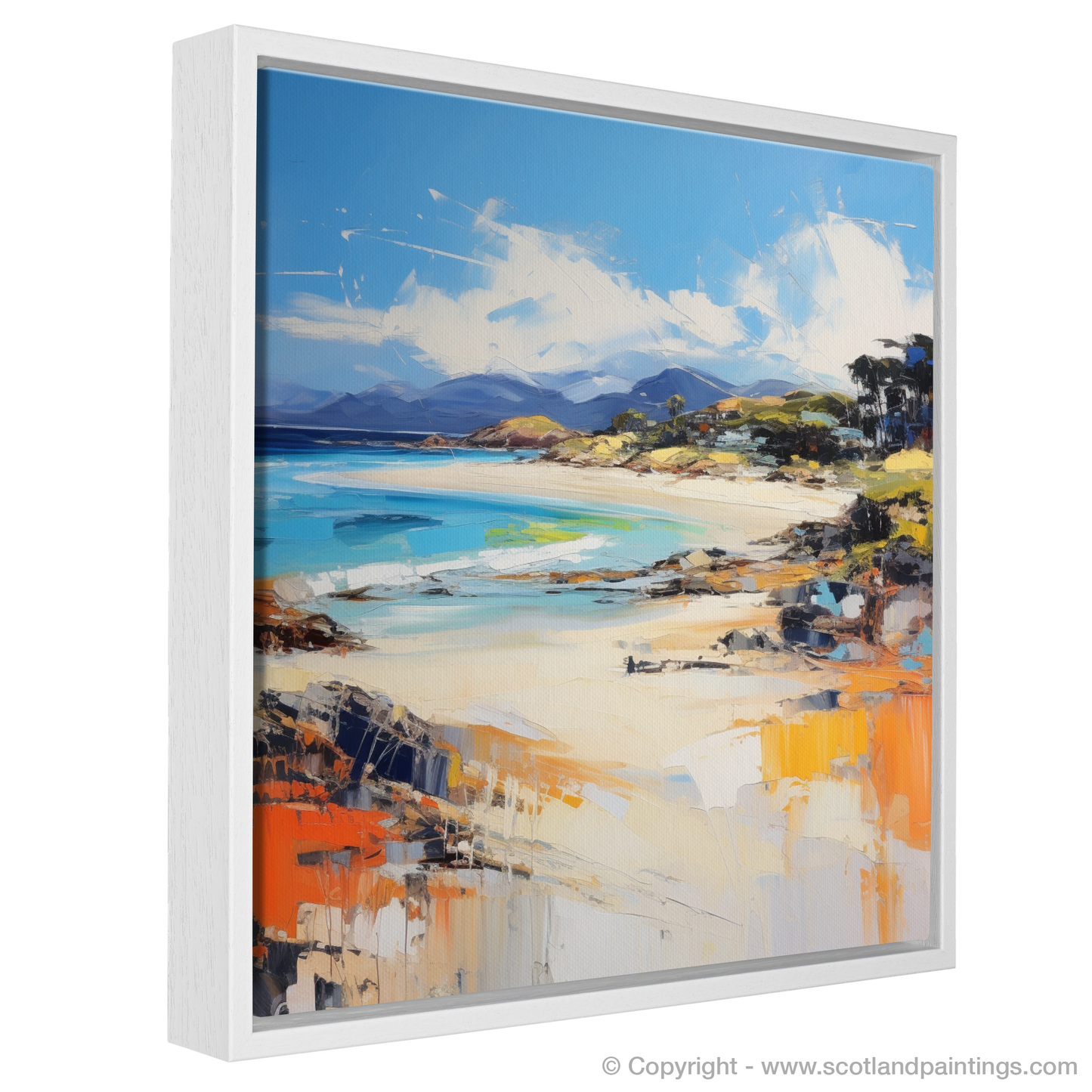 Painting and Art Print of Camusdarach Beach, Arisaig entitled "Expressionist Ode to Camusdarach Beach: A Visual Symphony".