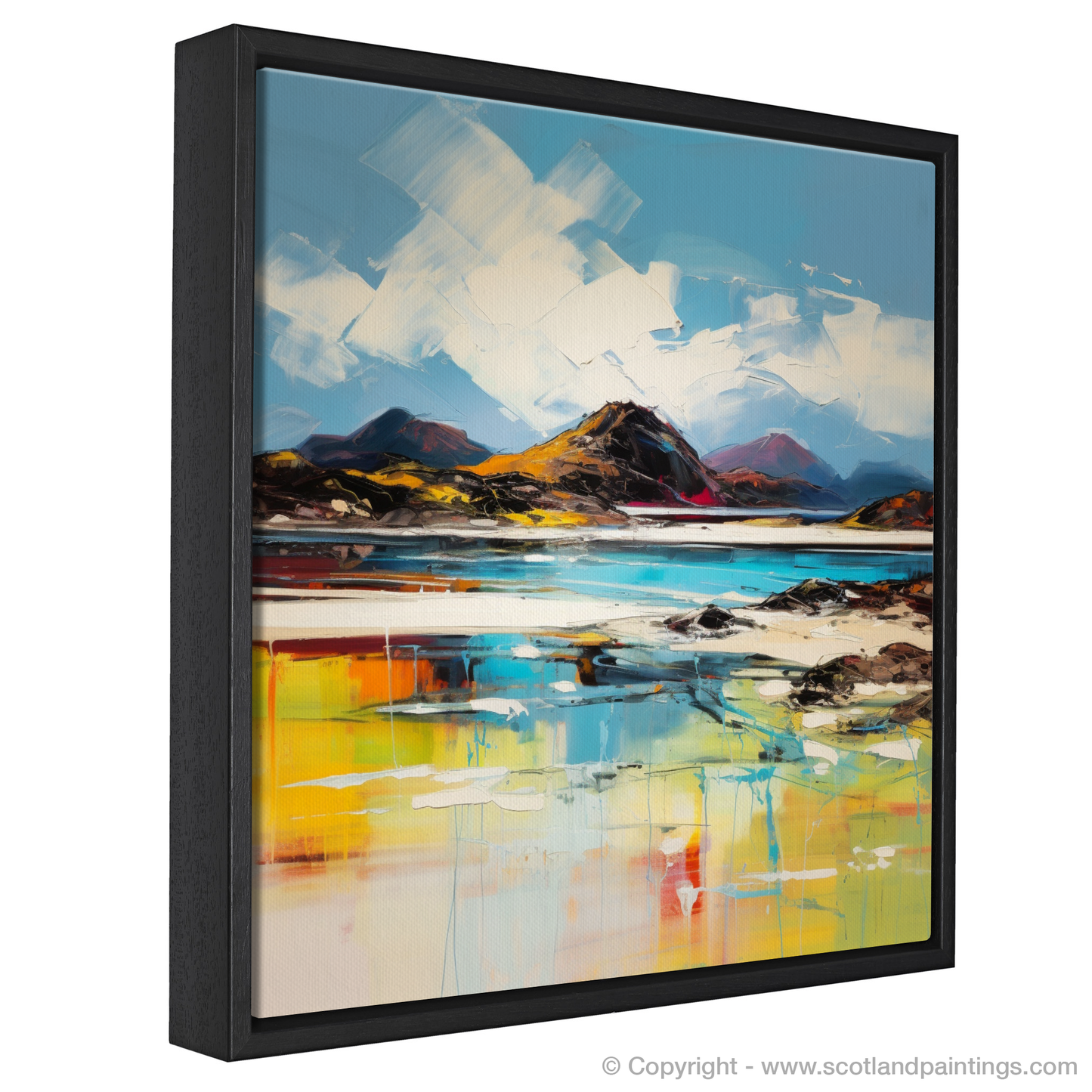 Painting and Art Print of Camusdarach Beach, Arisaig entitled "Camusdarach Emotions: An Expressionist Ode to Arisaig's Coastal Splendour".