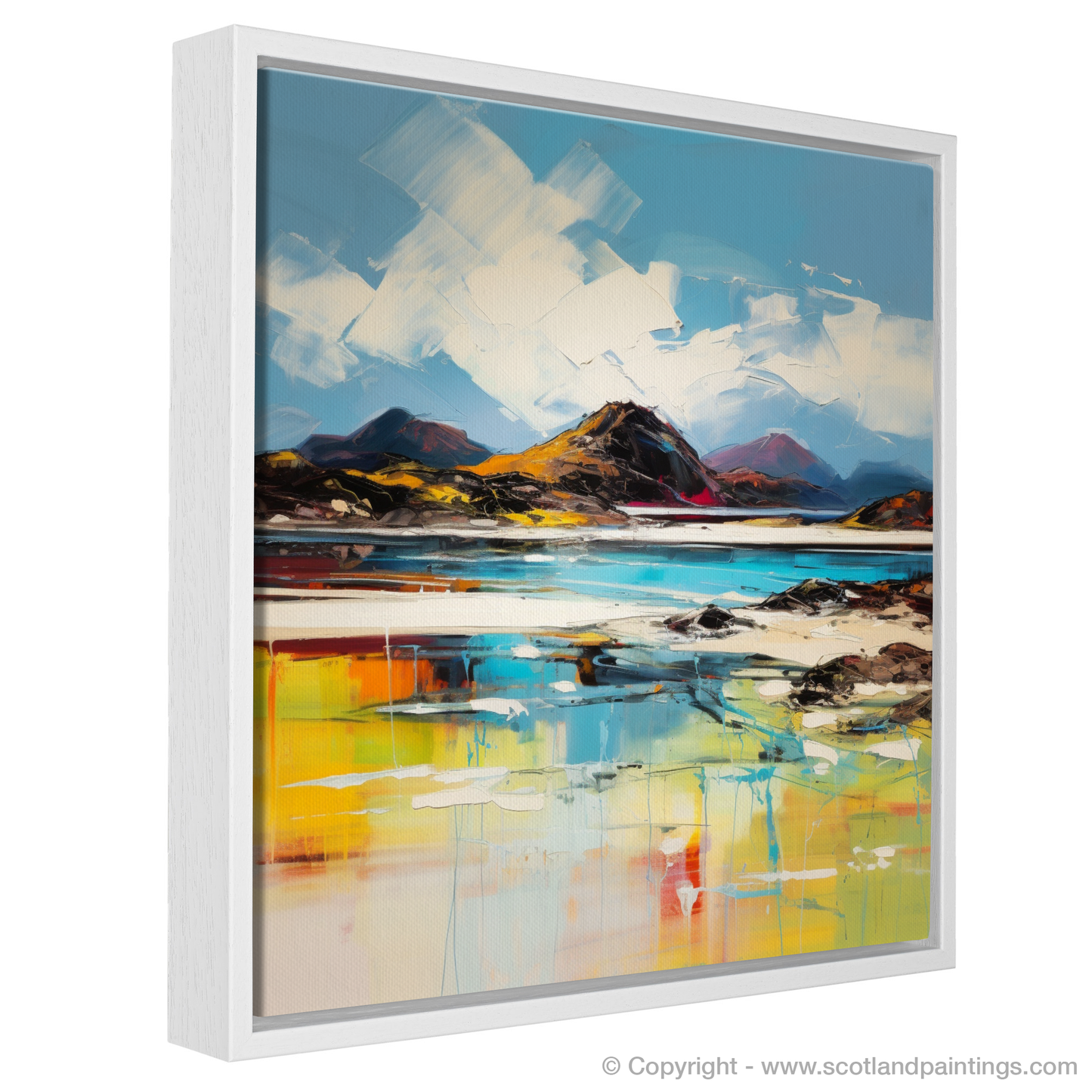 Painting and Art Print of Camusdarach Beach, Arisaig entitled "Camusdarach Emotions: An Expressionist Ode to Arisaig's Coastal Splendour".