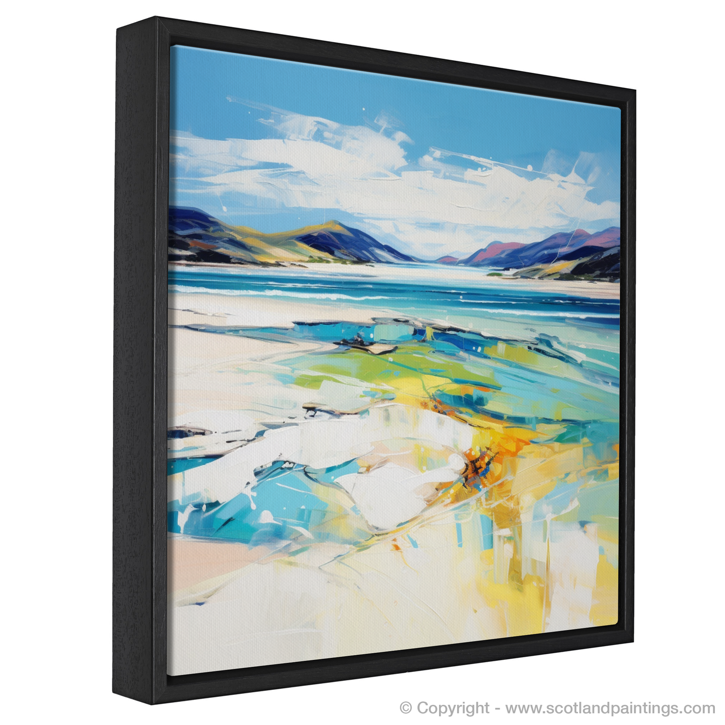 Painting and Art Print of Luskentyre Beach, Isle of Harris. Luskentyre Beach: An Expressionist Ode to Scotland's Coastal Grandeur.