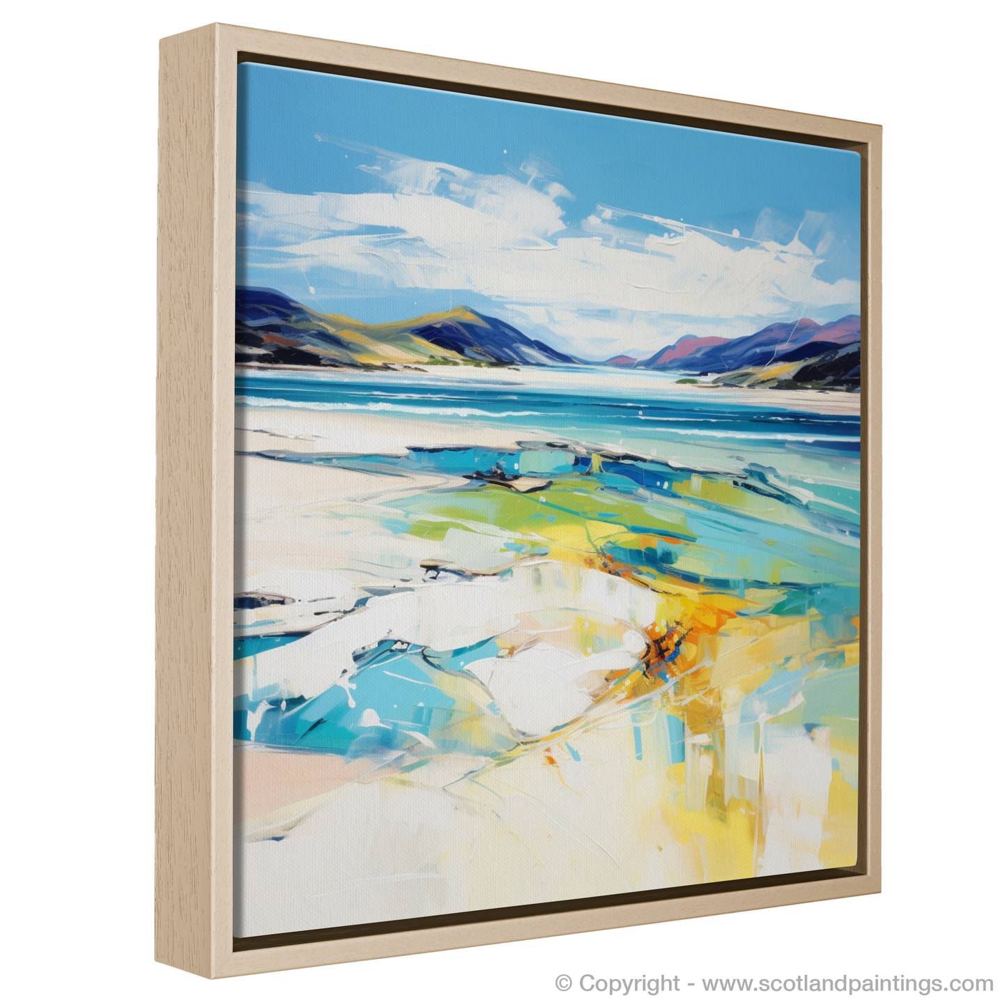 Painting and Art Print of Luskentyre Beach, Isle of Harris. Luskentyre Beach: An Expressionist Ode to Scotland's Coastal Grandeur.