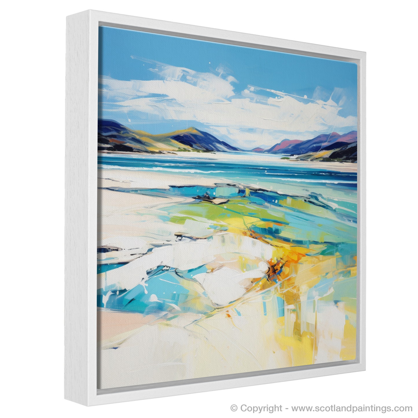 Painting and Art Print of Luskentyre Beach, Isle of Harris. Luskentyre Beach: An Expressionist Ode to Scotland's Coastal Grandeur.