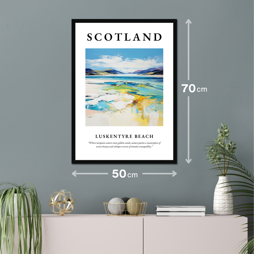 Poster of Luskentyre Beach hanging on a wall