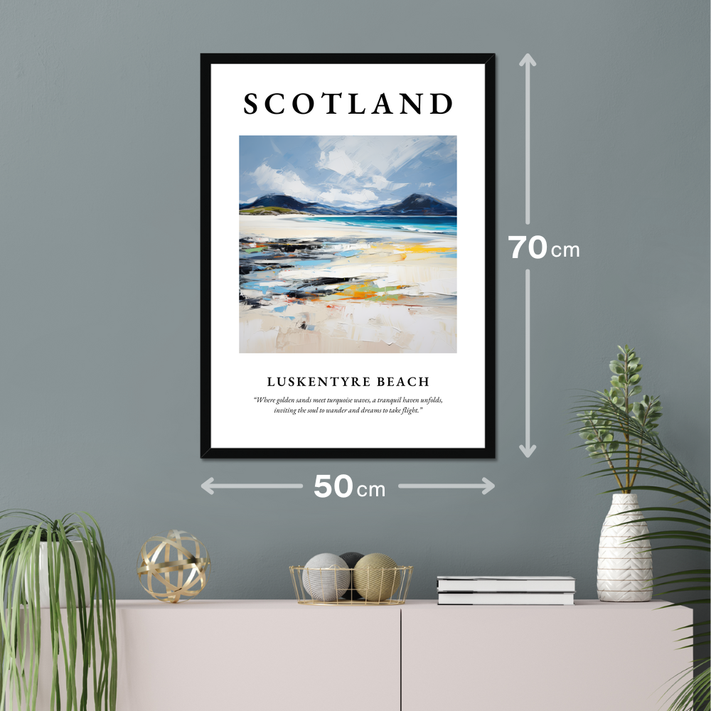 Poster of Luskentyre Beach hanging on a wall