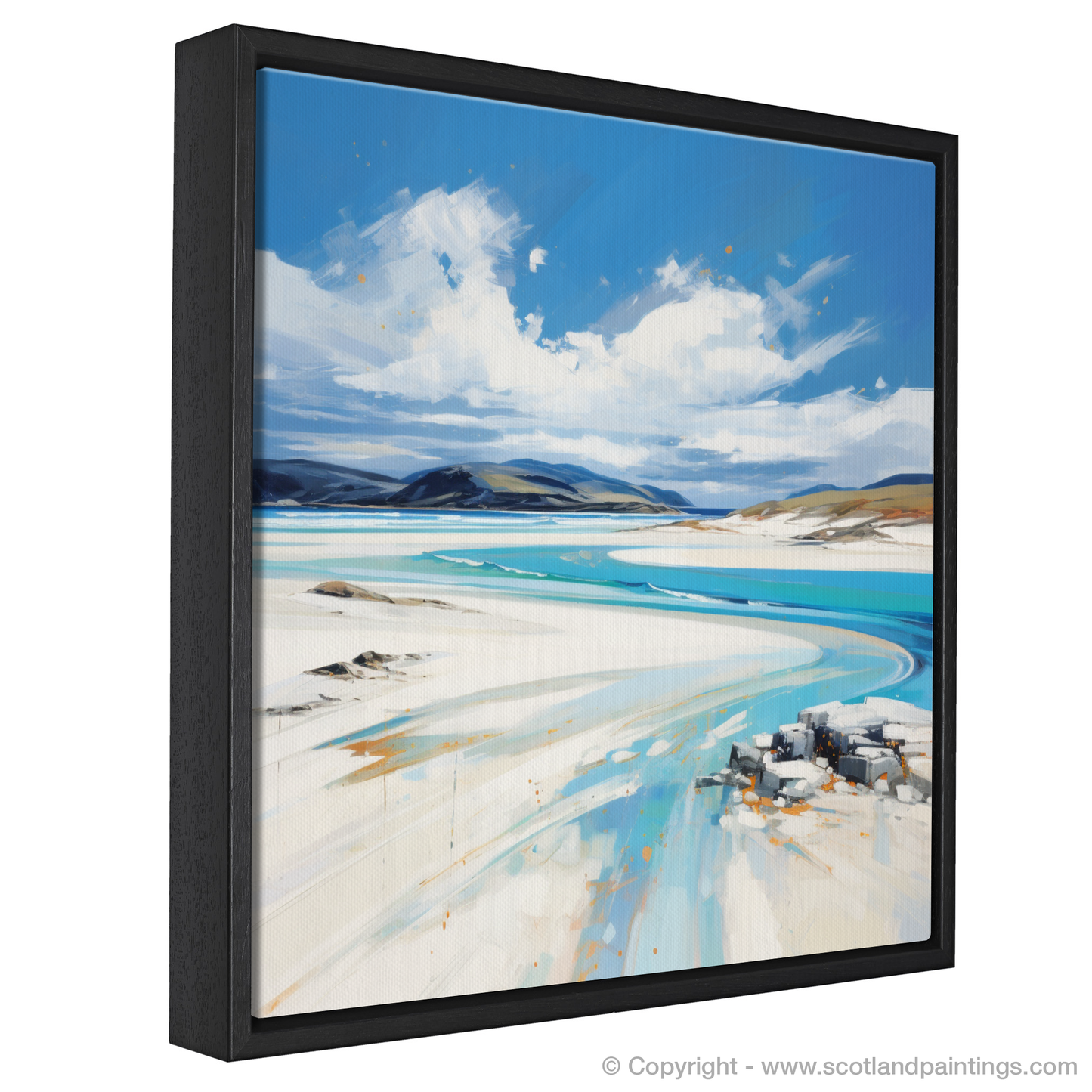 Painting and Art Print of Luskentyre Beach, Isle of Harris entitled "Luskentyre Beach Rhapsody: An Expressionist Ode to the Scottish Coast".