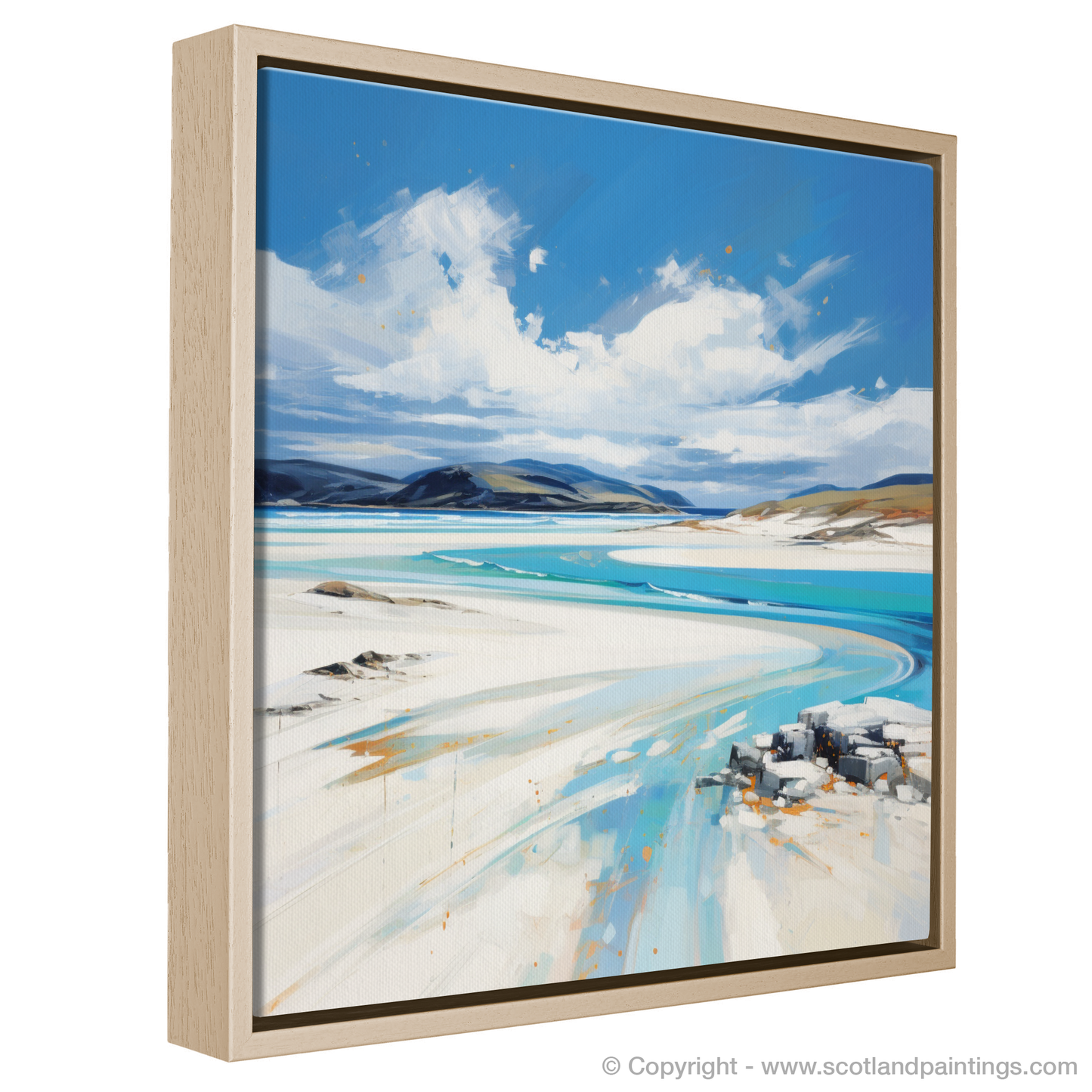 Painting and Art Print of Luskentyre Beach, Isle of Harris entitled "Luskentyre Beach Rhapsody: An Expressionist Ode to the Scottish Coast".