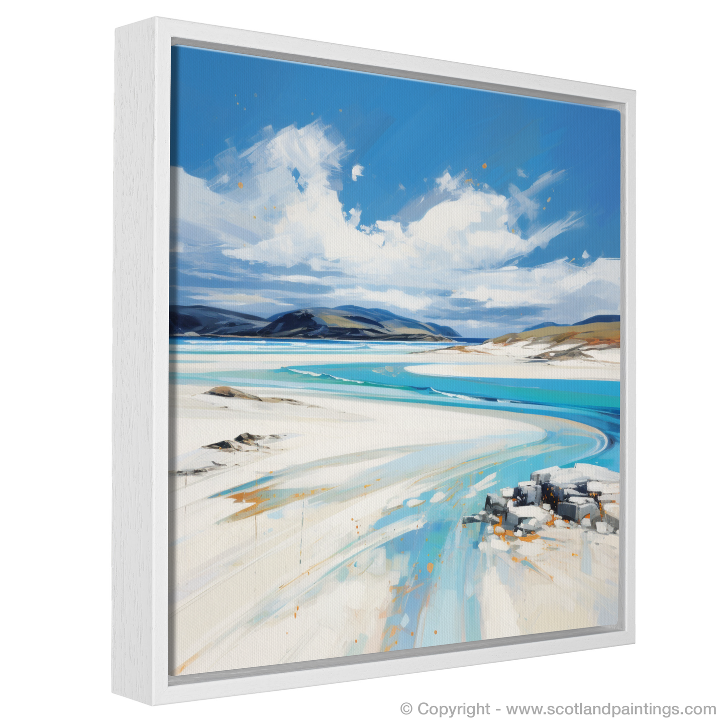 Painting and Art Print of Luskentyre Beach, Isle of Harris entitled "Luskentyre Beach Rhapsody: An Expressionist Ode to the Scottish Coast".