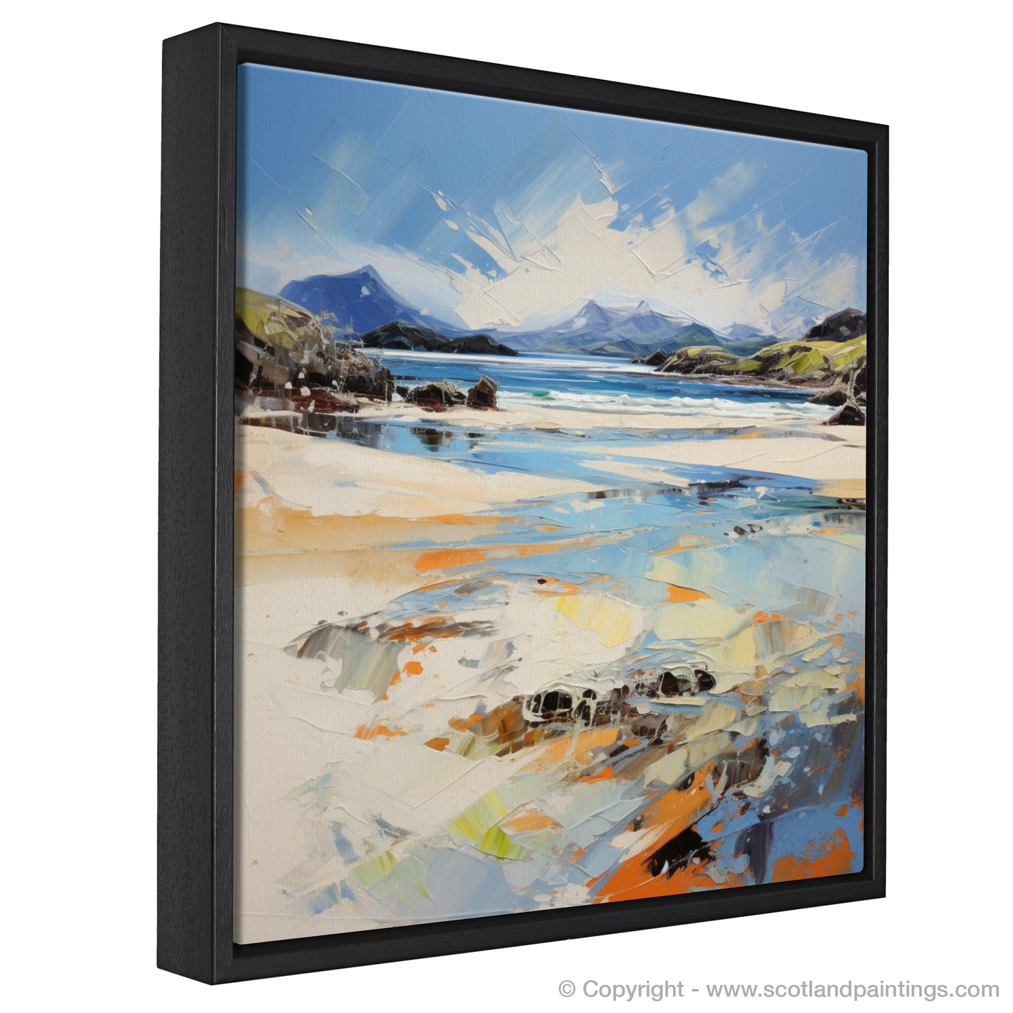 Painting and Art Print of Camusdarach Beach, Arisaig entitled "Camusdarach Beach Whispers: An Expressionist Ode to Scottish Shores".