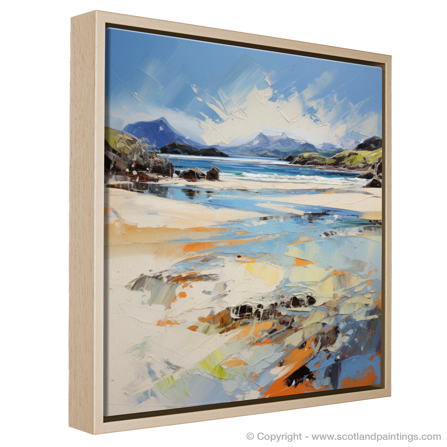Painting and Art Print of Camusdarach Beach, Arisaig entitled "Camusdarach Beach Whispers: An Expressionist Ode to Scottish Shores".