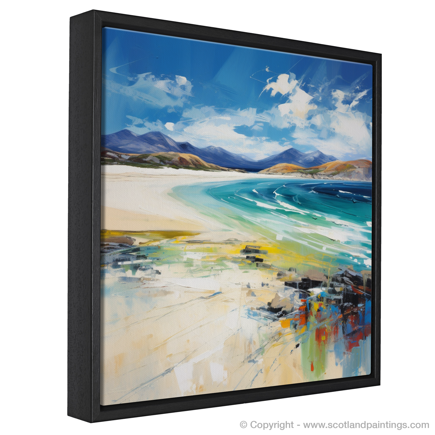 Painting and Art Print of Luskentyre Beach, Isle of Harris entitled "Luskentyre Beach: An Expressionist Ode to Scottish Shores".