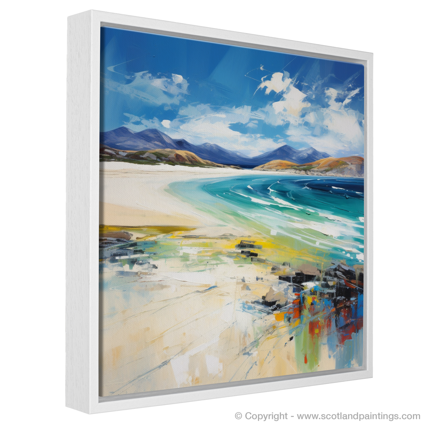 Painting and Art Print of Luskentyre Beach, Isle of Harris entitled "Luskentyre Beach: An Expressionist Ode to Scottish Shores".