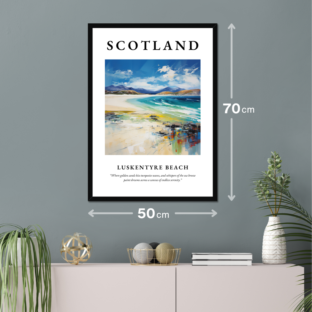 Poster of Luskentyre Beach hanging on a wall