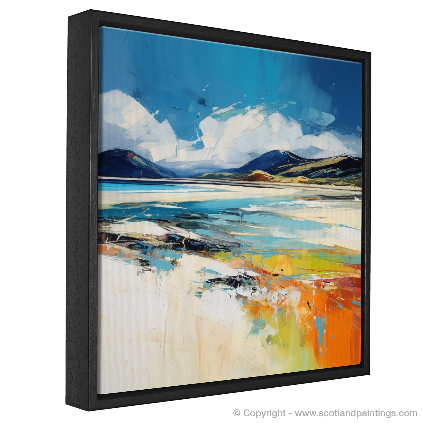 Painting and Art Print of Luskentyre Beach, Isle of Harris entitled "Luskentyre Beach Essence: An Expressionist Ode to Scottish Shores".