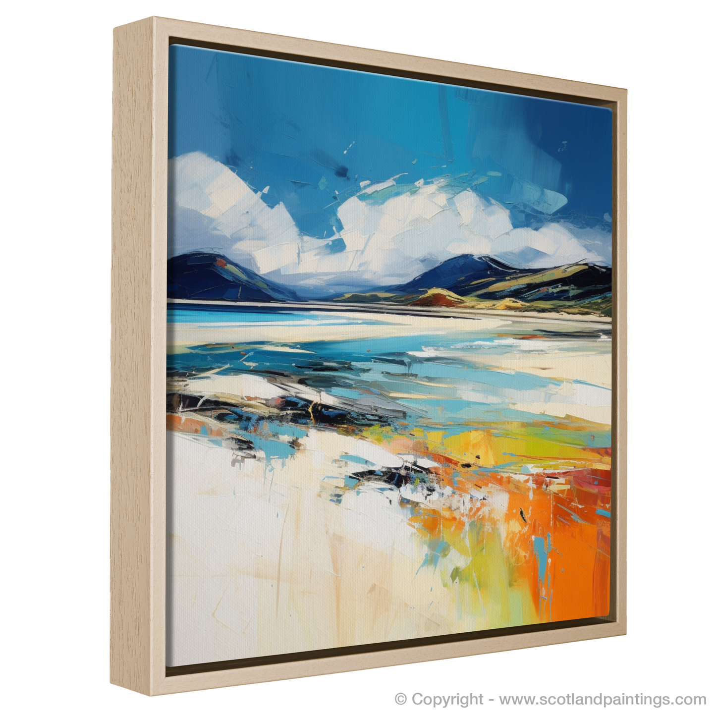 Painting and Art Print of Luskentyre Beach, Isle of Harris entitled "Luskentyre Beach Essence: An Expressionist Ode to Scottish Shores".