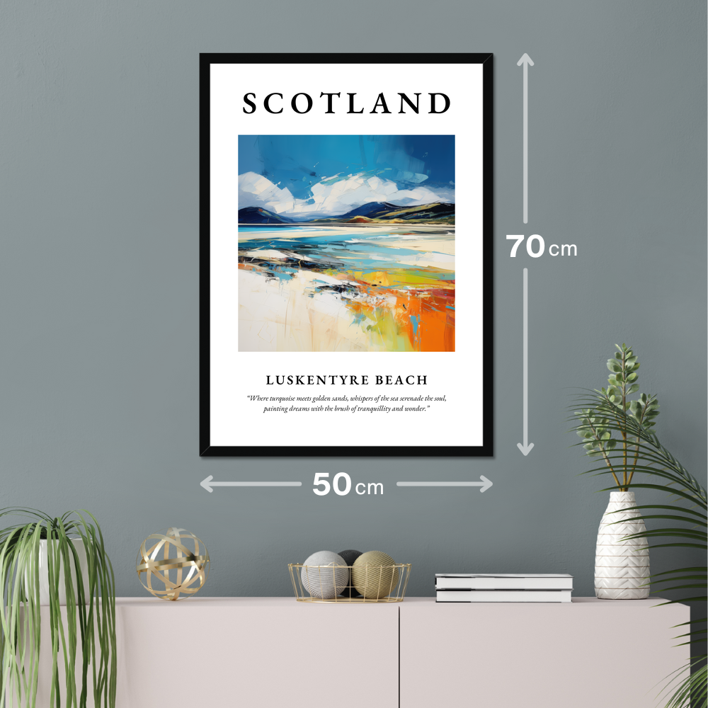 Poster of Luskentyre Beach hanging on a wall