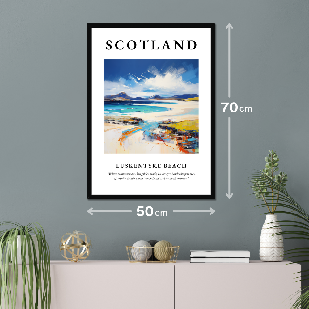 Poster of Luskentyre Beach hanging on a wall