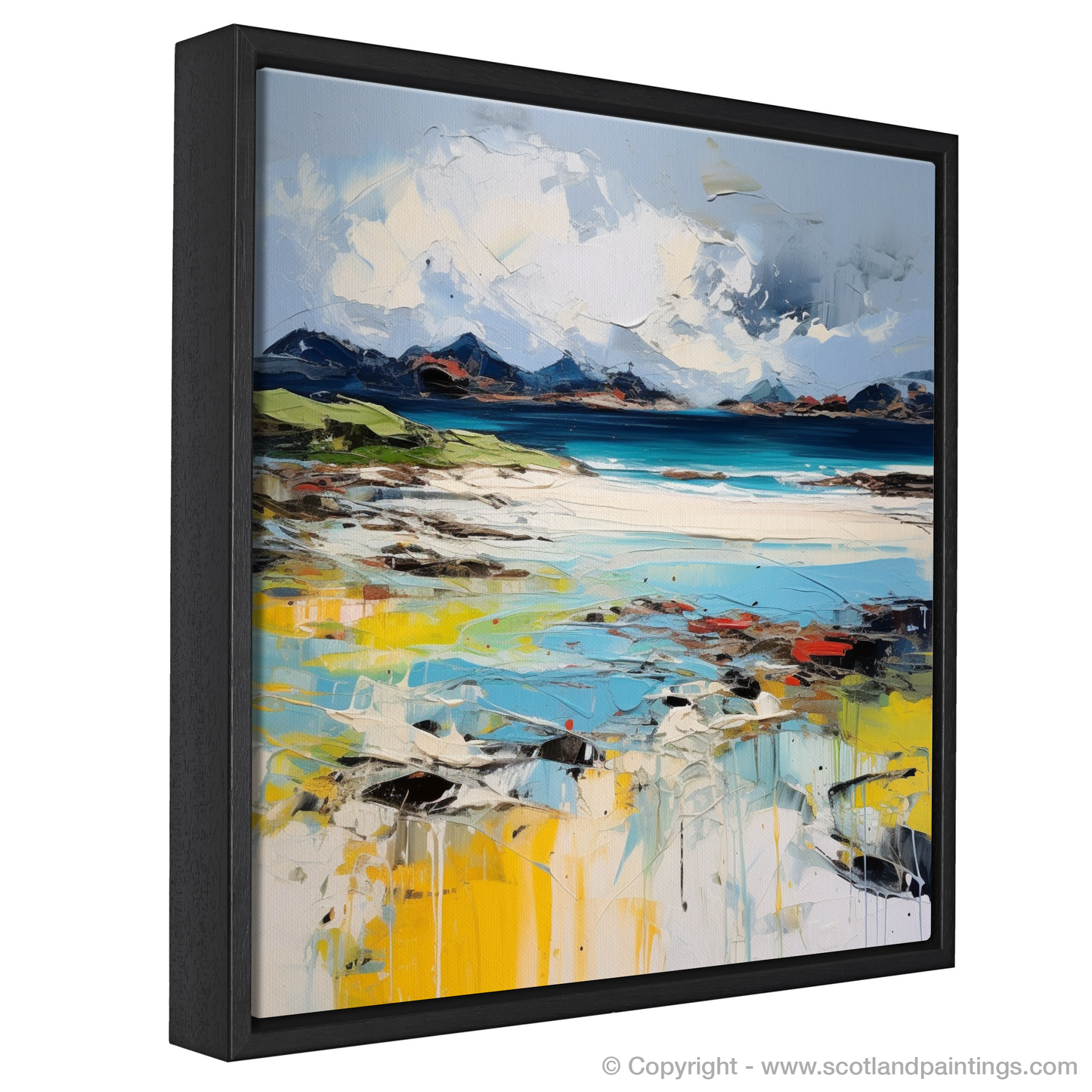 Painting and Art Print of Camusdarach Beach, Arisaig entitled "Wild and Untamed: Camusdarach Beach through Expressionist Eyes".