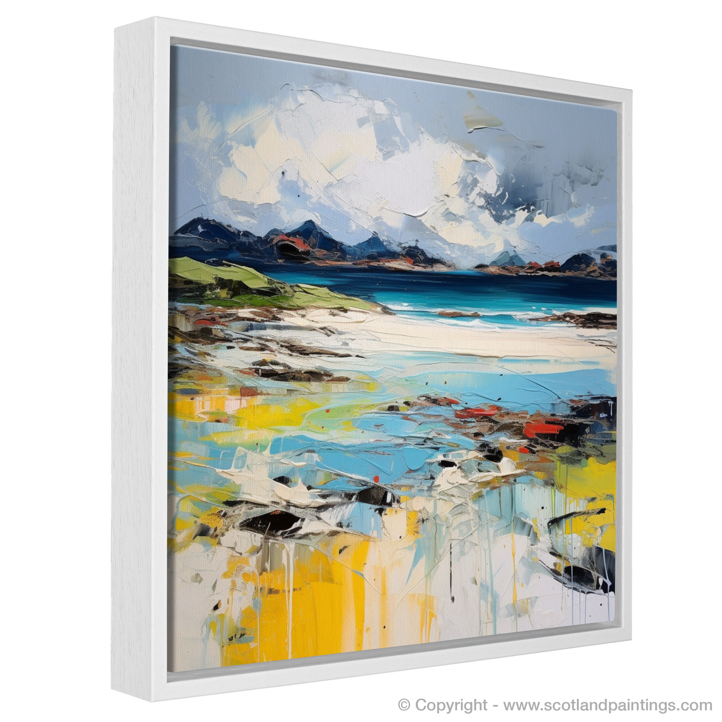 Painting and Art Print of Camusdarach Beach, Arisaig entitled "Wild and Untamed: Camusdarach Beach through Expressionist Eyes".