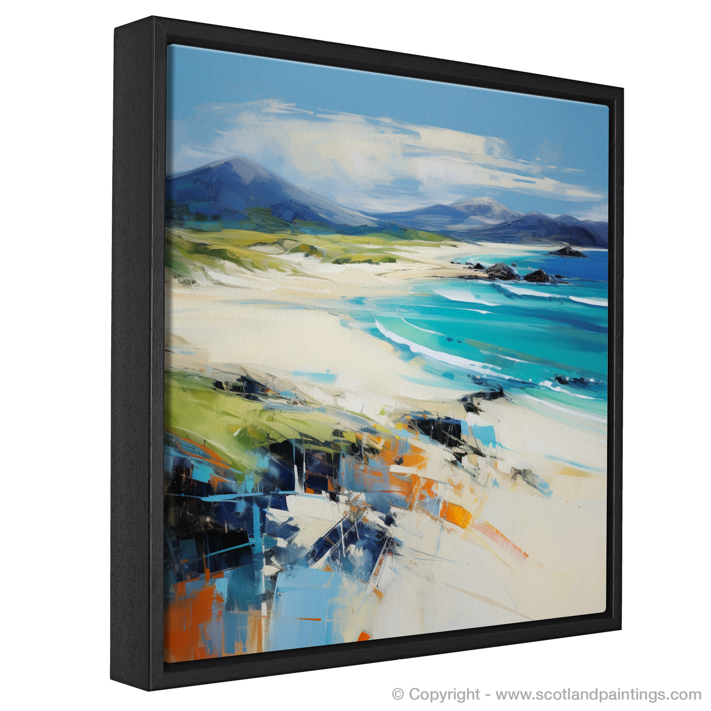 Painting and Art Print of Luskentyre Beach, Isle of Harris entitled "Captivating Luskentyre: An Expressionist Tribute to Scottish Shores".
