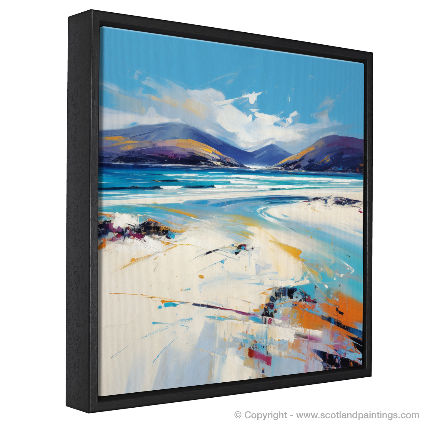 Painting and Art Print of Luskentyre Beach, Isle of Harris entitled "Wild Winds and Waves: An Expressionist Ode to Luskentyre Beach".