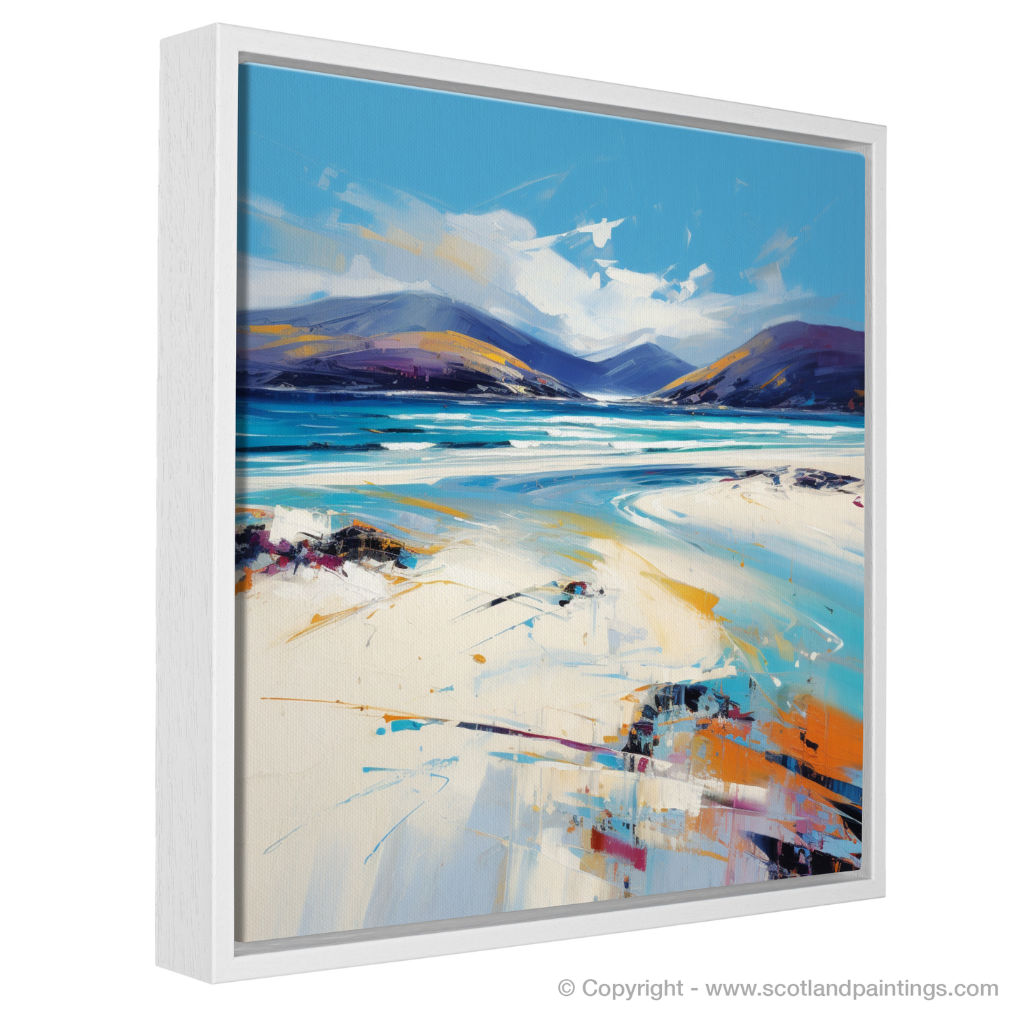 Painting and Art Print of Luskentyre Beach, Isle of Harris entitled "Wild Winds and Waves: An Expressionist Ode to Luskentyre Beach".