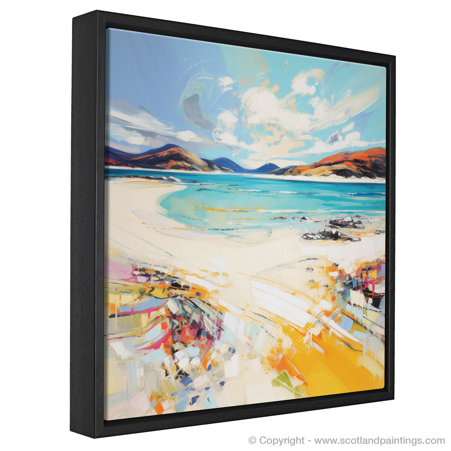 Painting and Art Print of Luskentyre Beach, Isle of Harris entitled "Luskentyre Sands: An Expressionist Ode to Scottish Shores".