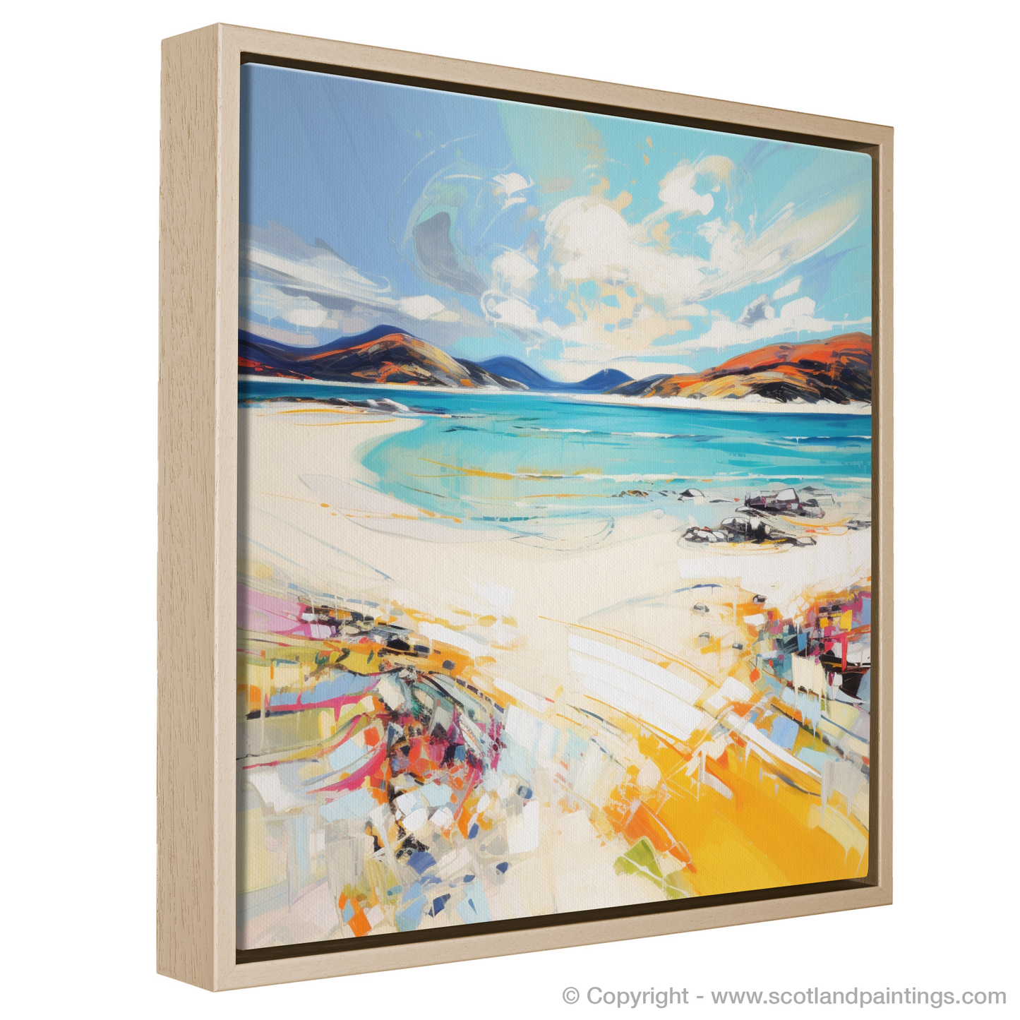 Painting and Art Print of Luskentyre Beach, Isle of Harris entitled "Luskentyre Sands: An Expressionist Ode to Scottish Shores".