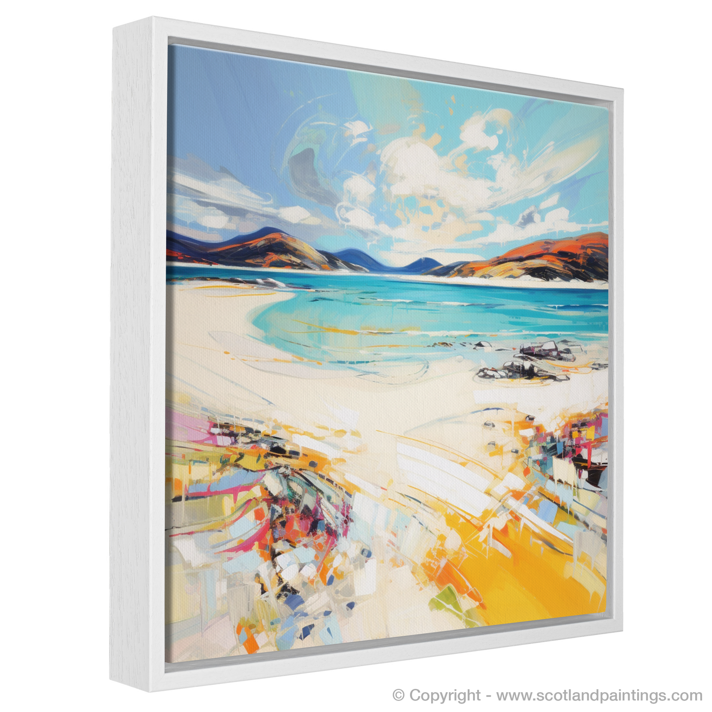 Painting and Art Print of Luskentyre Beach, Isle of Harris entitled "Luskentyre Sands: An Expressionist Ode to Scottish Shores".