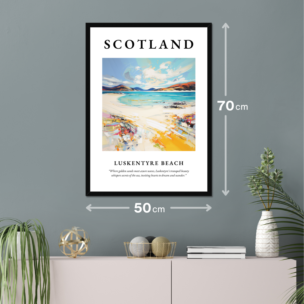 Poster of Luskentyre Beach hanging on a wall