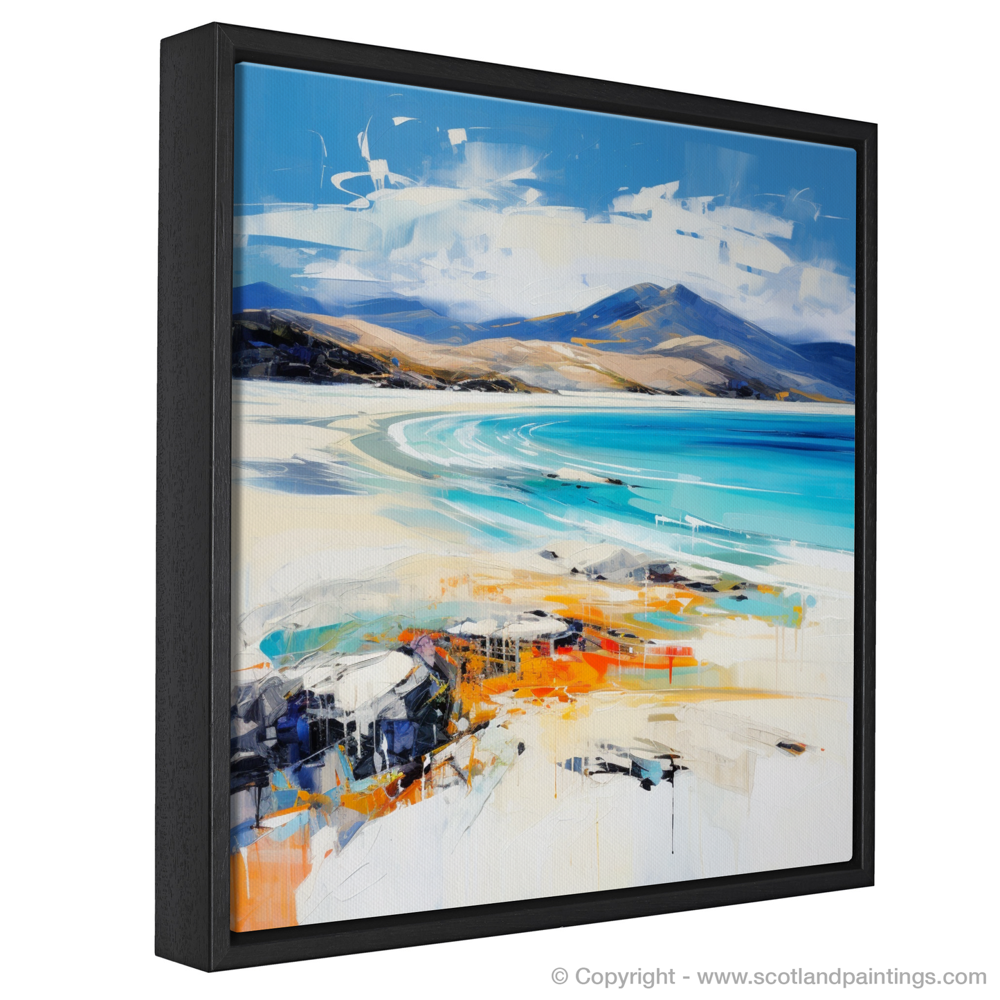 Painting and Art Print of Luskentyre Beach, Isle of Harris entitled "Luskentyre Beach: An Expressionist Ode to Scotland's Seascape".