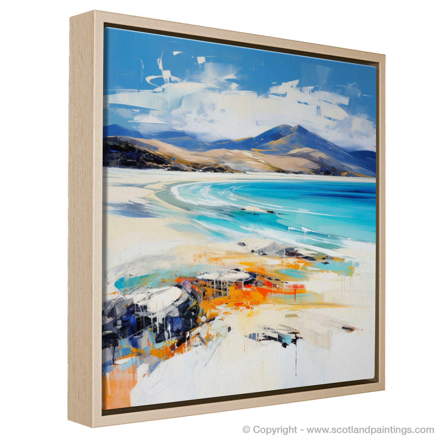 Painting and Art Print of Luskentyre Beach, Isle of Harris entitled "Luskentyre Beach: An Expressionist Ode to Scotland's Seascape".