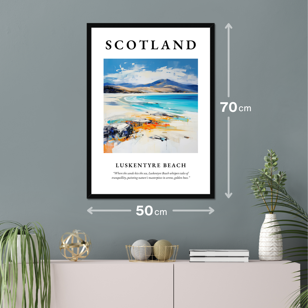 Poster of Luskentyre Beach hanging on a wall