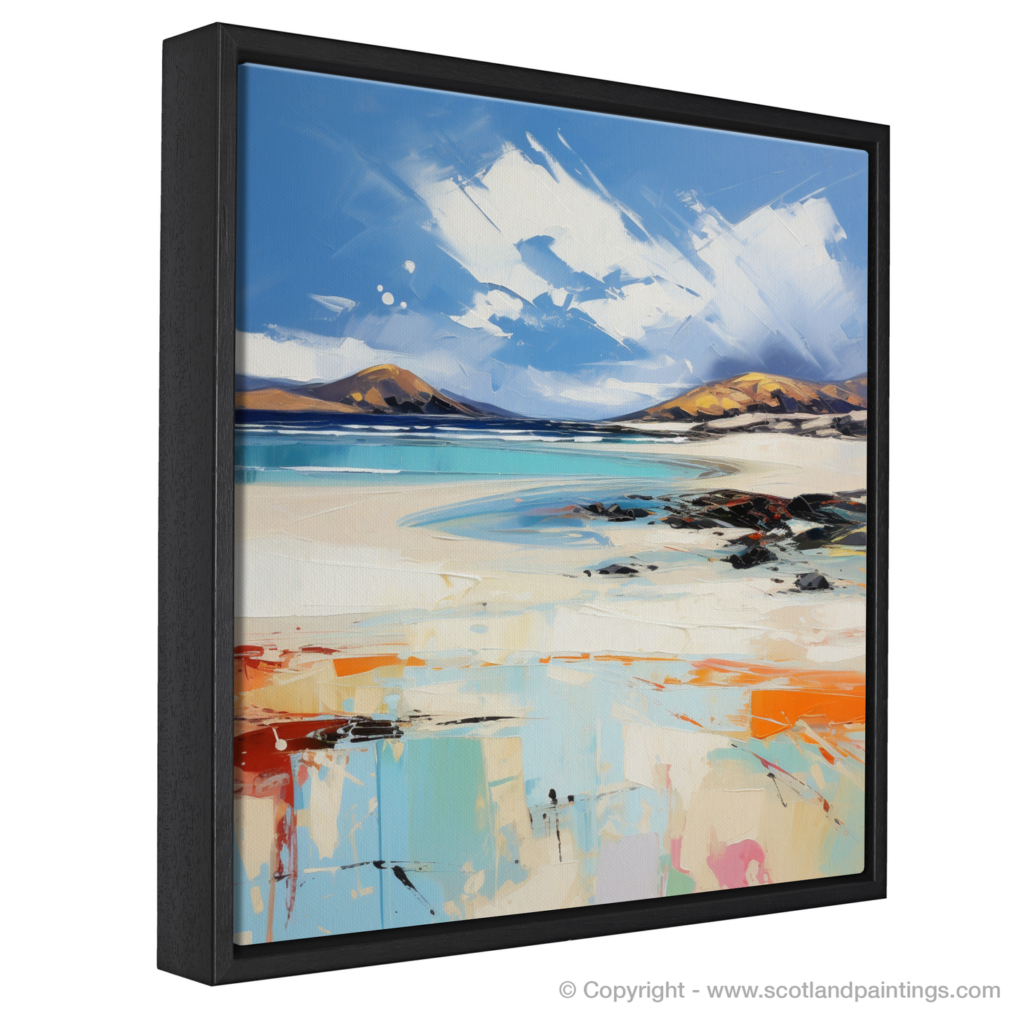 Painting and Art Print of Luskentyre Beach, Isle of Harris entitled "Luskentyre Beach: An Expressionist Ode to Scotland's Wild Coast".