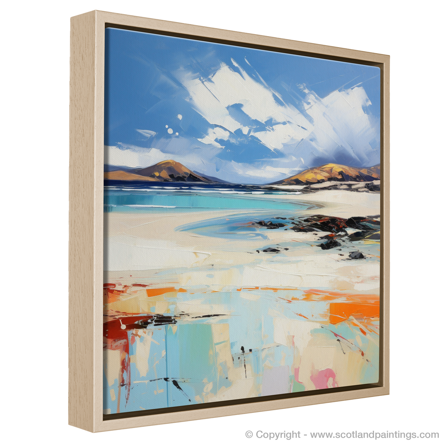 Painting and Art Print of Luskentyre Beach, Isle of Harris entitled "Luskentyre Beach: An Expressionist Ode to Scotland's Wild Coast".