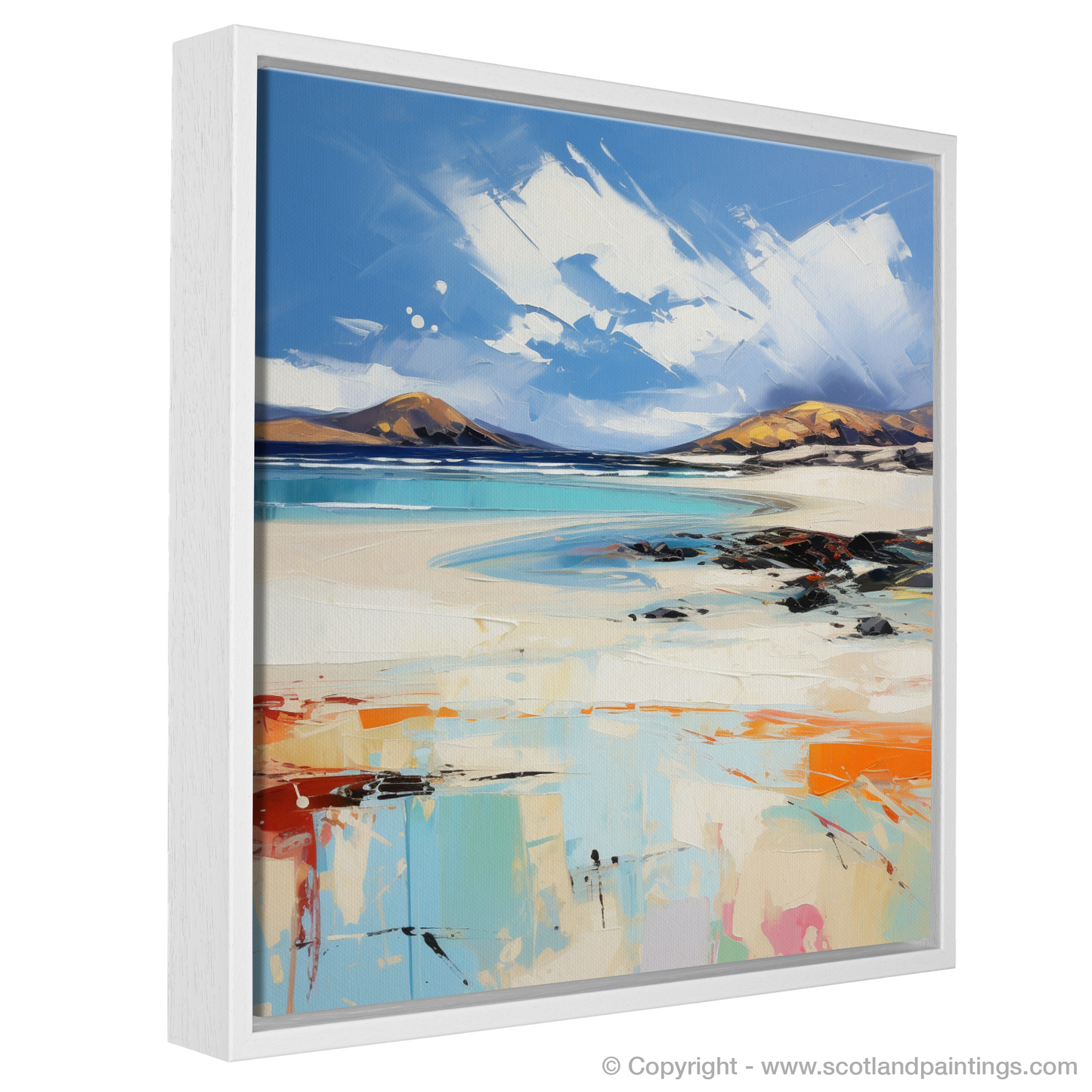 Painting and Art Print of Luskentyre Beach, Isle of Harris entitled "Luskentyre Beach: An Expressionist Ode to Scotland's Wild Coast".