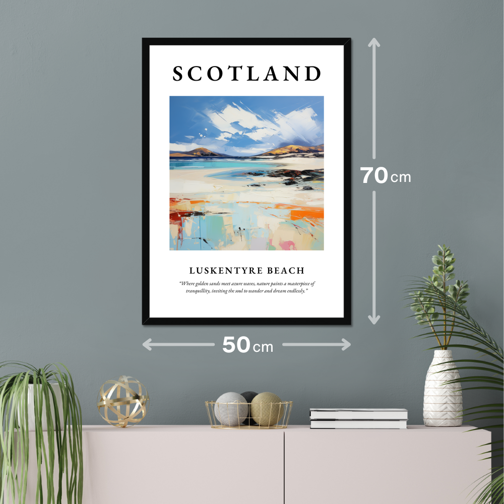 Poster of Luskentyre Beach hanging on a wall