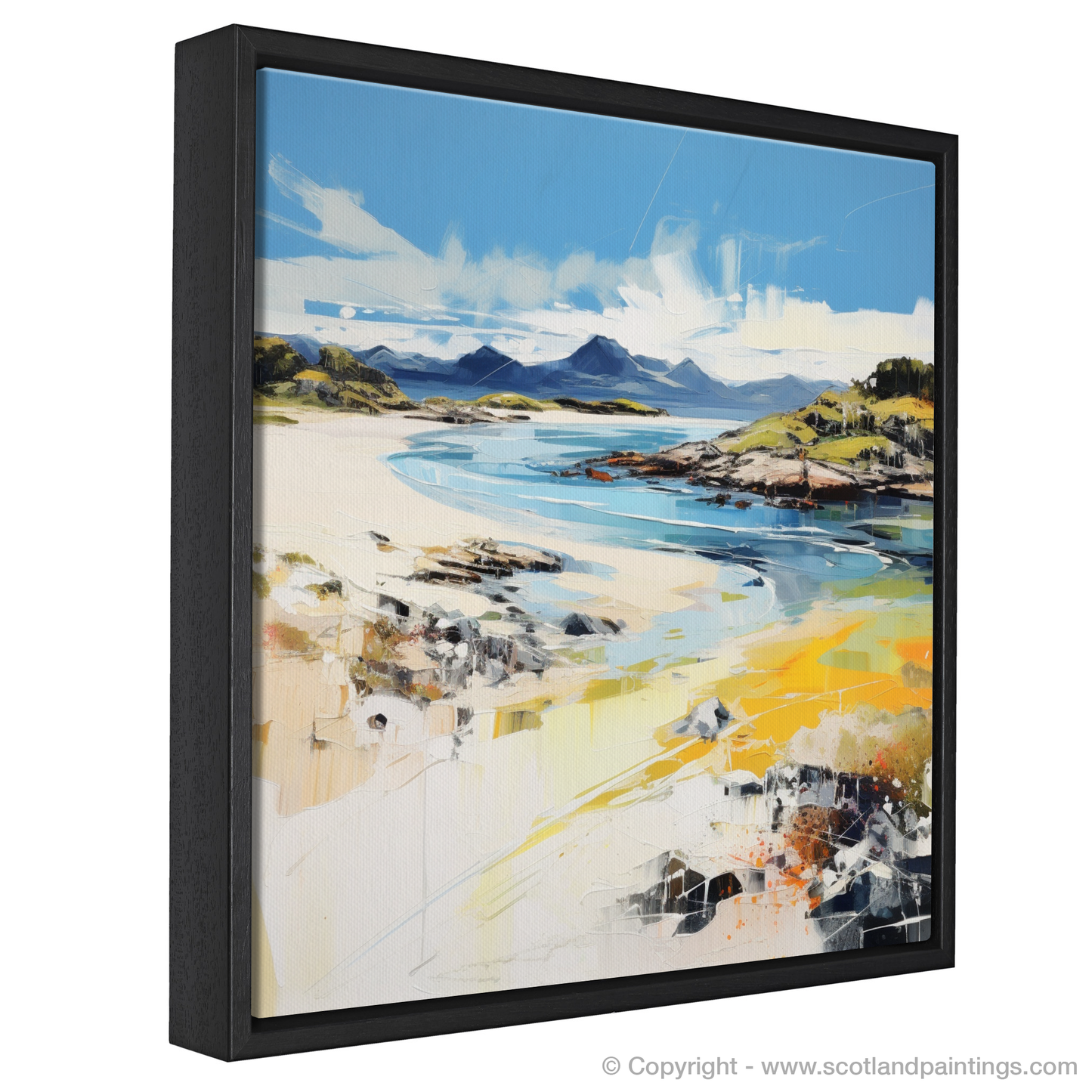 Painting and Art Print of Camusdarach Beach, Arisaig entitled "Camusdarach Beach Reverie: An Expressionist Homage to Scotland's Shores".