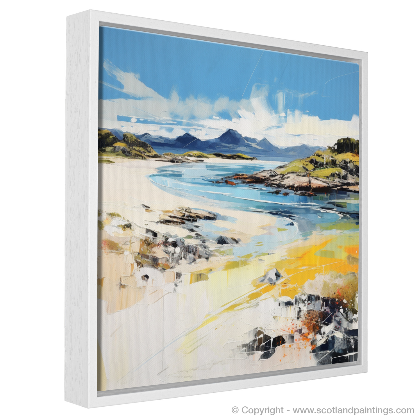 Painting and Art Print of Camusdarach Beach, Arisaig entitled "Camusdarach Beach Reverie: An Expressionist Homage to Scotland's Shores".