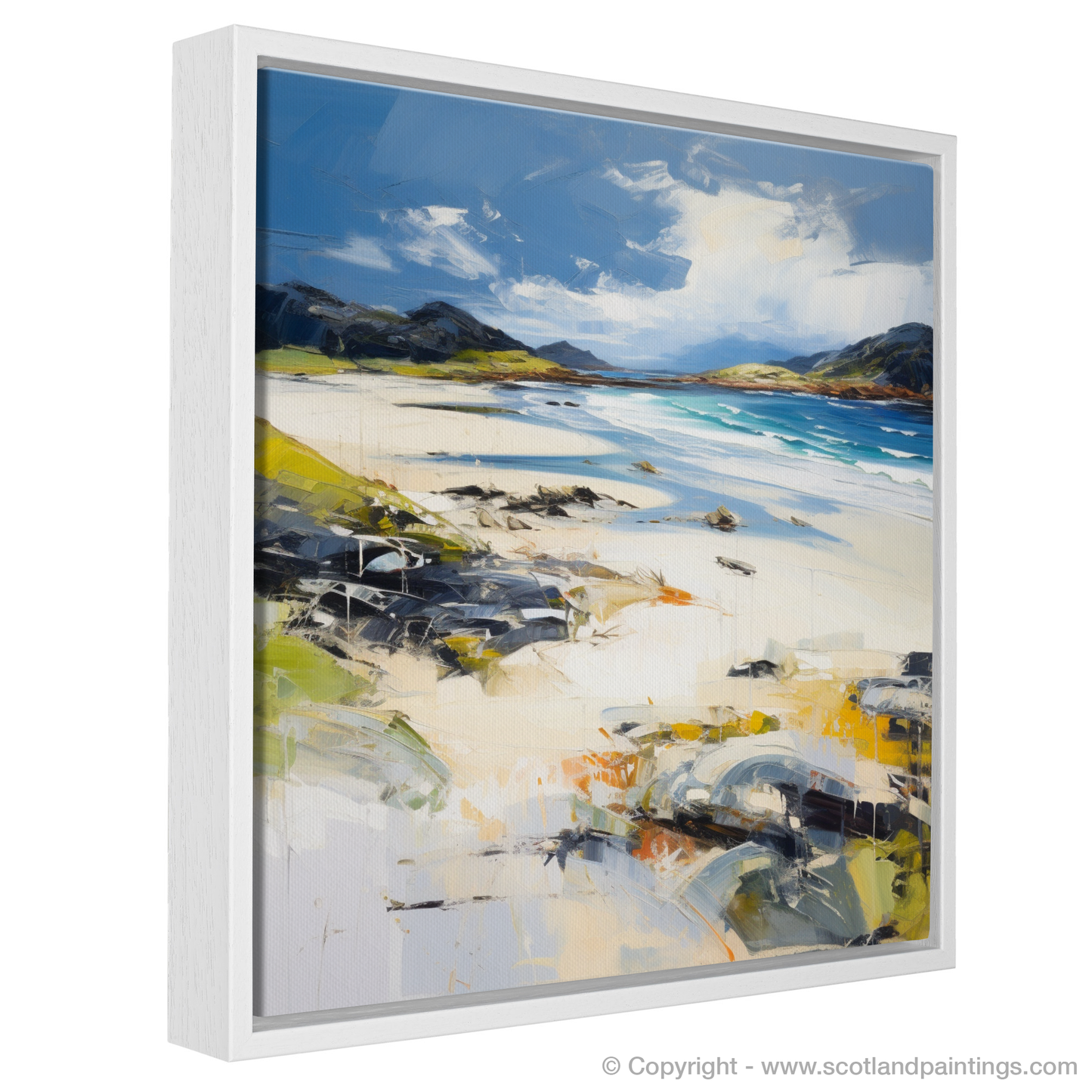 Painting and Art Print of Camusdarach Beach, Arisaig entitled "Expression of Camusdarach Beach: An Untamed Scottish Elegance".