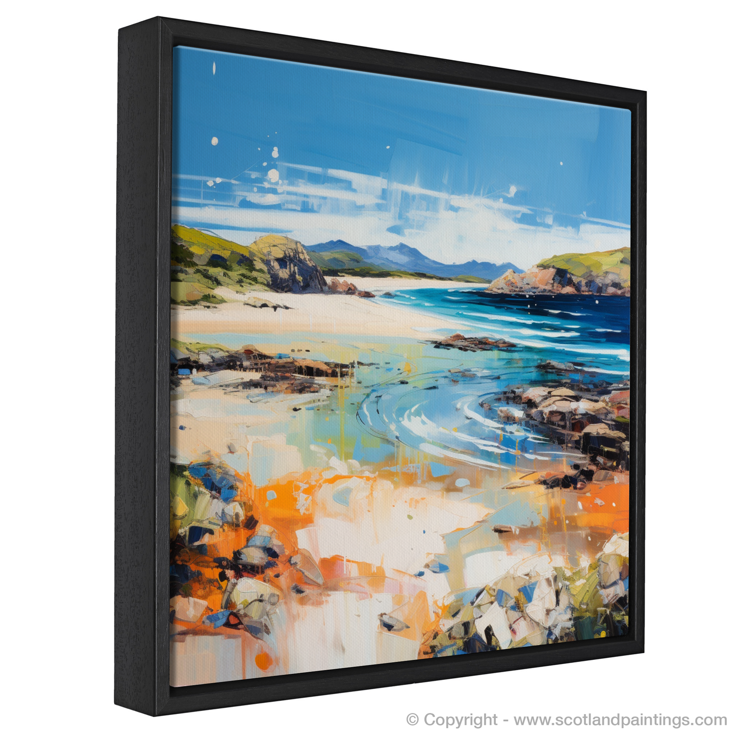 Painting and Art Print of Camusdarach Beach, Arisaig entitled "Dance of Light and Colour: An Expressionist Ode to Camusdarach Beach Arisaig".