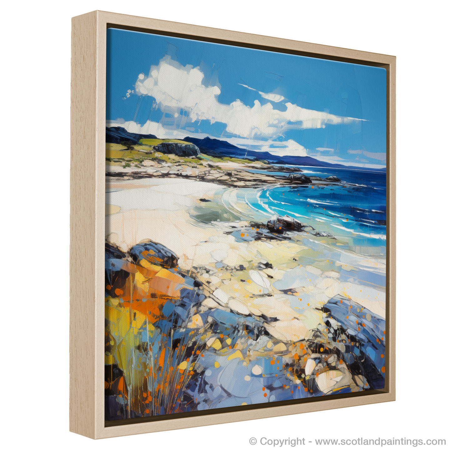 Painting and Art Print of Camusdarach Beach, Arisaig entitled "Vibrant Shores of Camusdarach Beach".