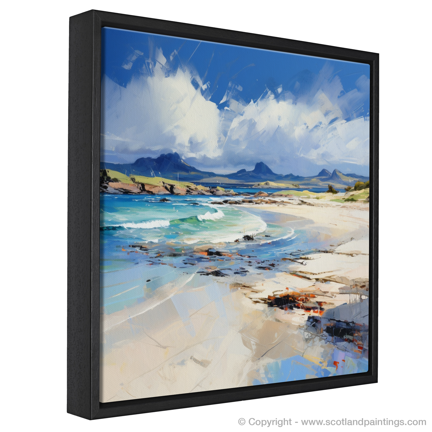 Painting and Art Print of Camusdarach Beach, Arisaig entitled "Emotive Shores of Camusdarach Beach".