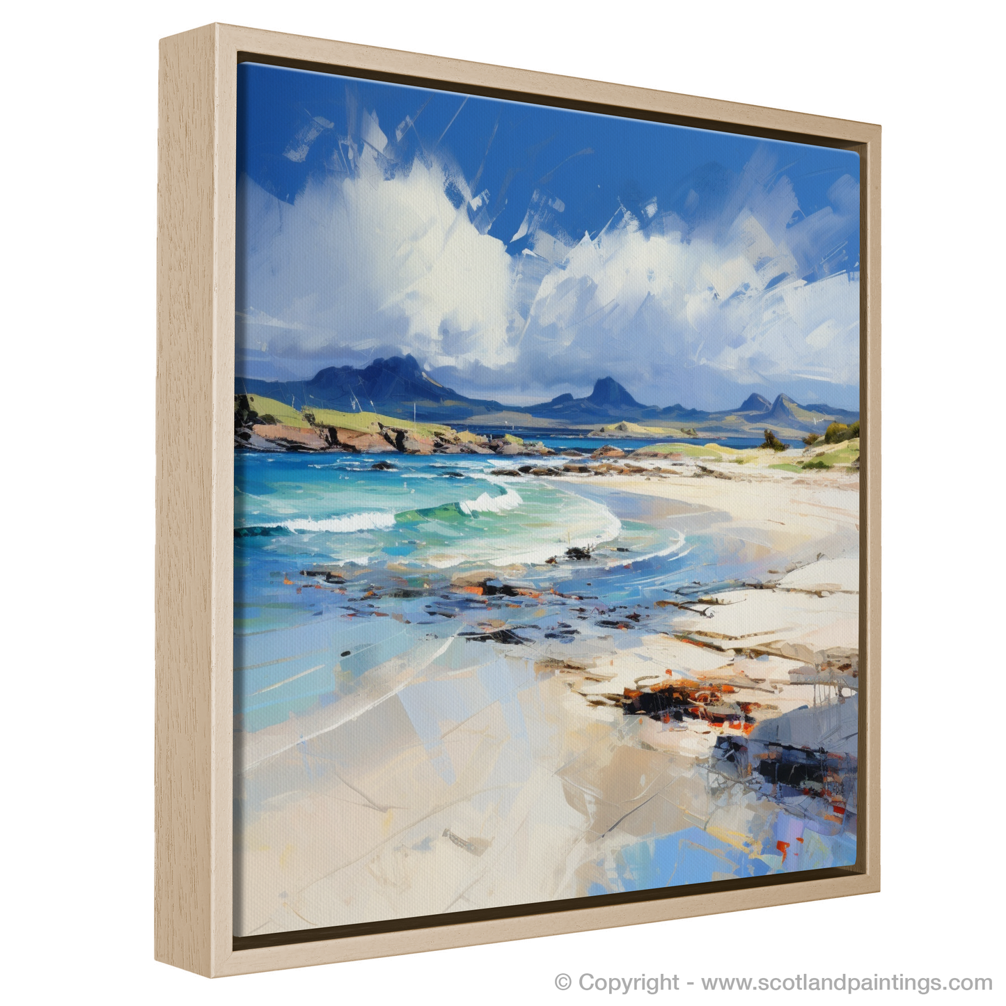 Painting and Art Print of Camusdarach Beach, Arisaig entitled "Emotive Shores of Camusdarach Beach".