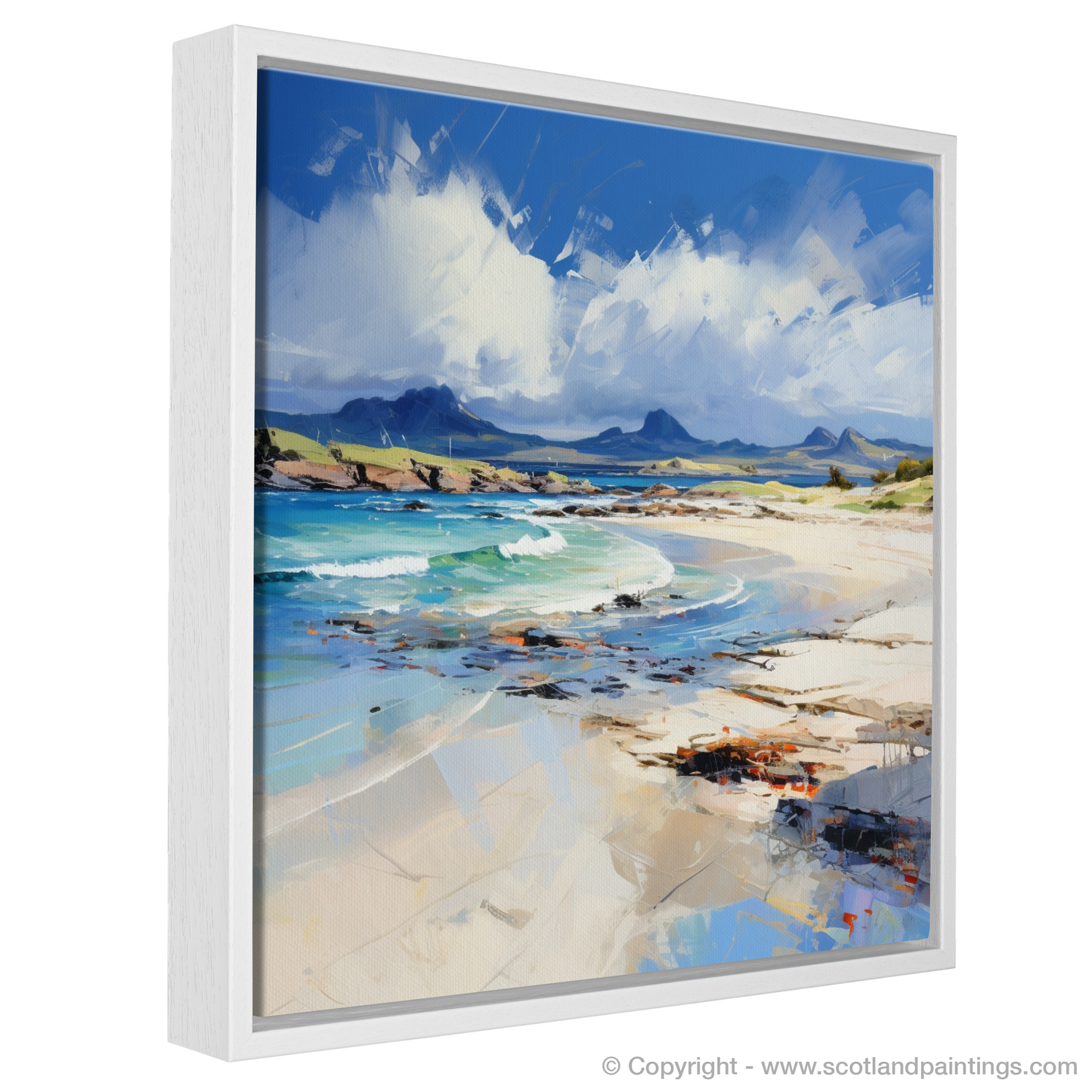 Painting and Art Print of Camusdarach Beach, Arisaig entitled "Emotive Shores of Camusdarach Beach".