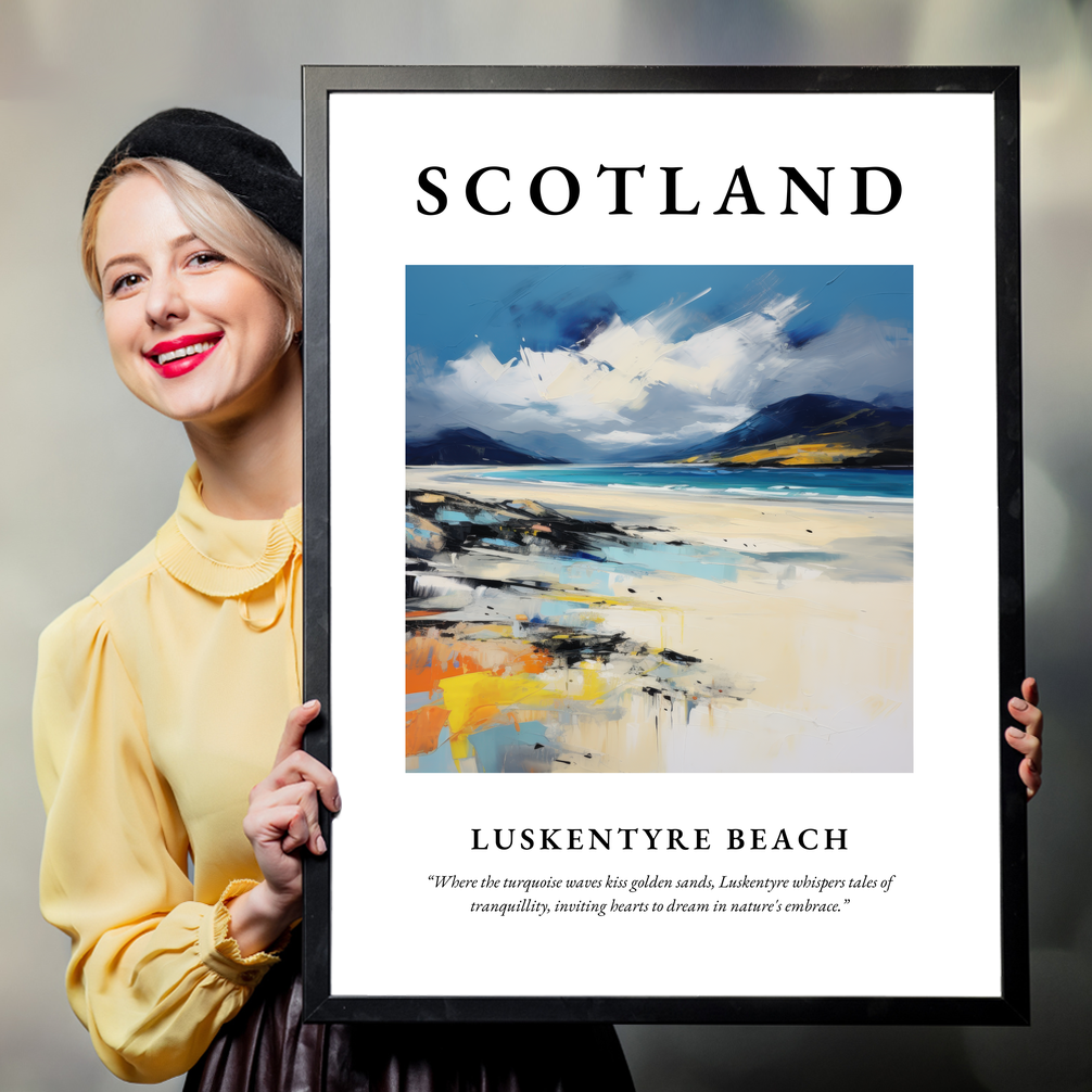 Person holding a poster of Luskentyre Beach