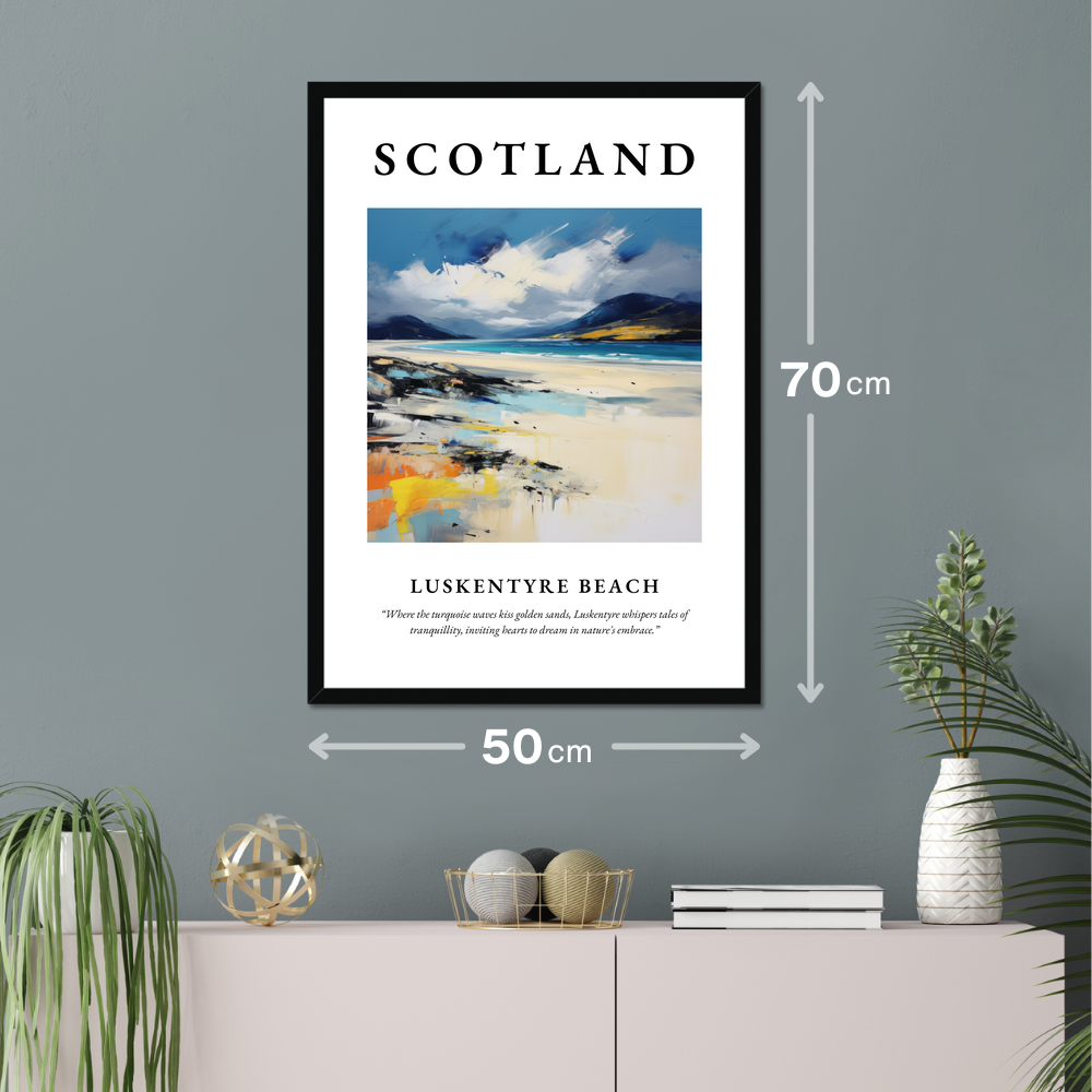 Poster of Luskentyre Beach hanging on a wall