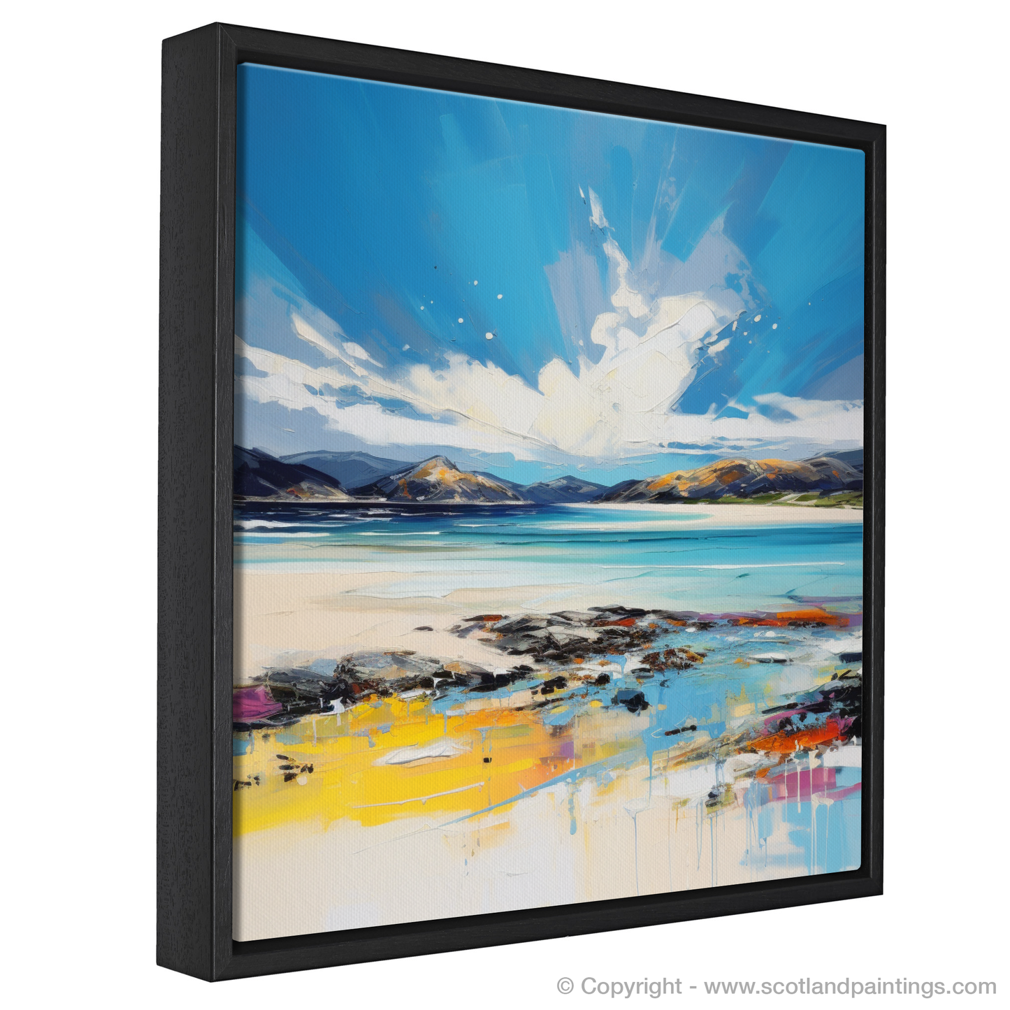 Painting and Art Print of Luskentyre Beach, Isle of Harris entitled "Luskentyre Beach: An Expressionist Ode to Scottish Wilderness".