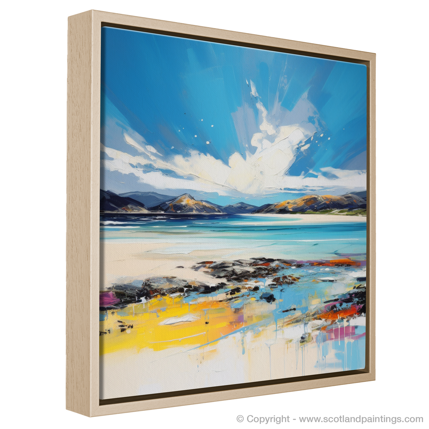 Painting and Art Print of Luskentyre Beach, Isle of Harris entitled "Luskentyre Beach: An Expressionist Ode to Scottish Wilderness".