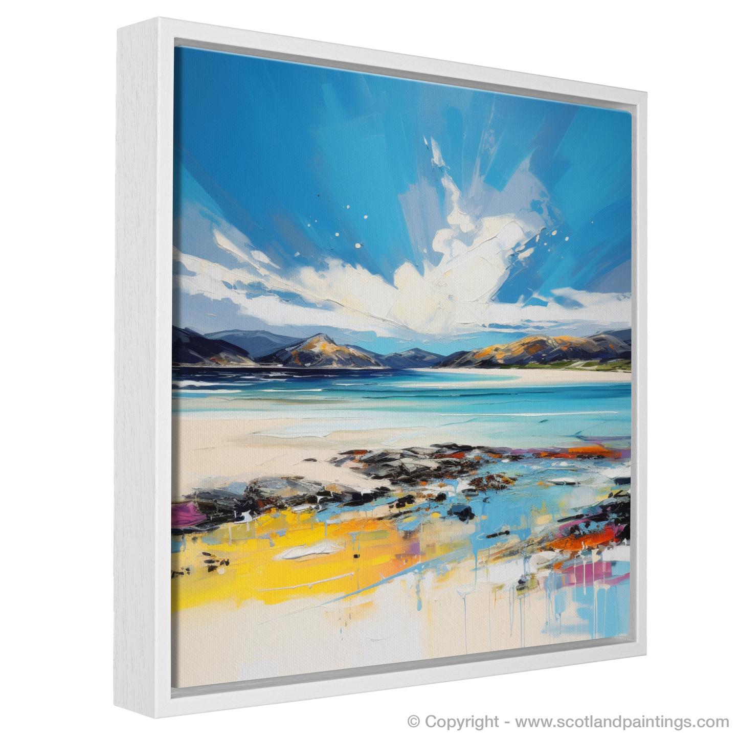 Painting and Art Print of Luskentyre Beach, Isle of Harris entitled "Luskentyre Beach: An Expressionist Ode to Scottish Wilderness".